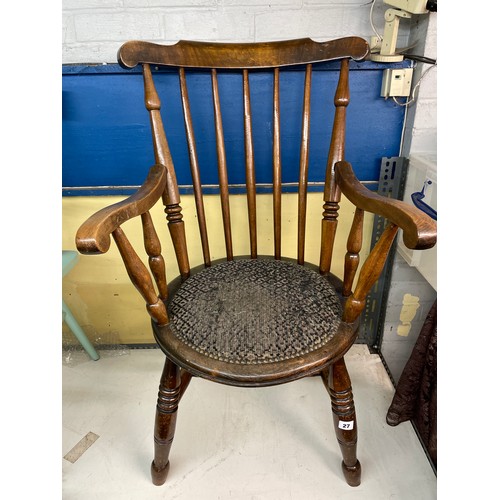 27 - BEECH SPINDLE BACK ARMCHAIR