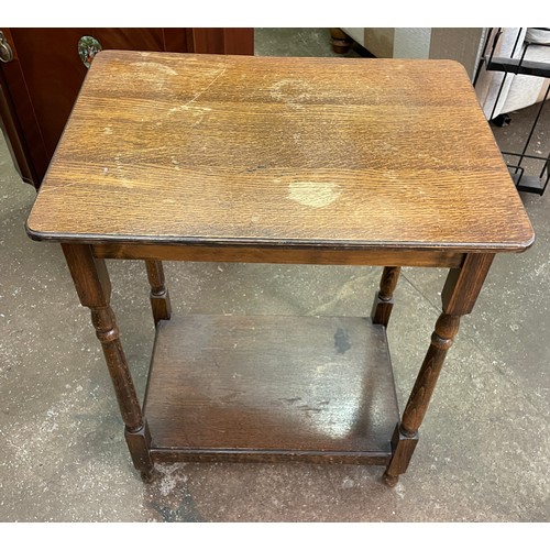 43 - OAK AND BEECH TURNED LEG OCCASIONAL TABLE