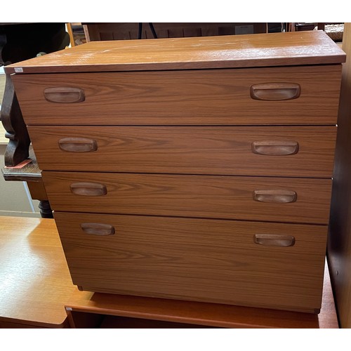 187 - SCHREIBER TEAK EFFECT FOUR DRAWER CHEST