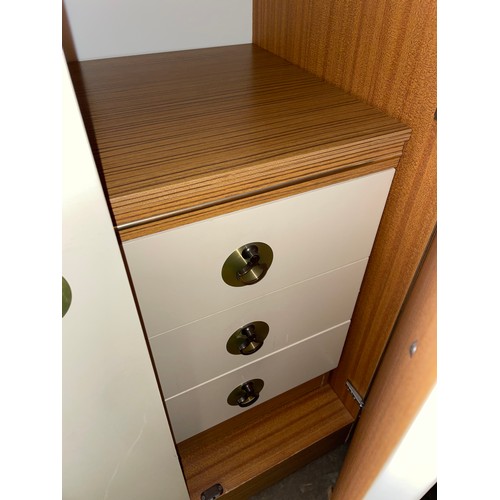 184 - CREAM BOX TOP WARDROBE AND MATCHING CHEST OF DRAWERS