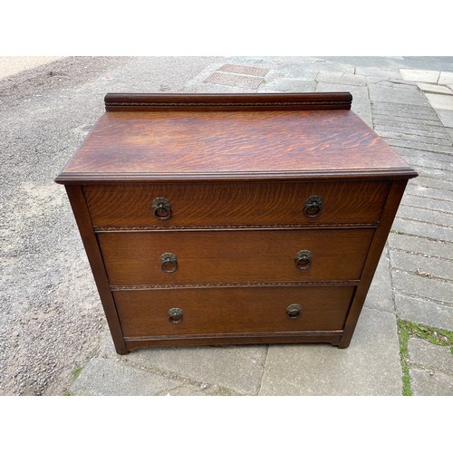 83 - OAK THREE DRAWER CHEST