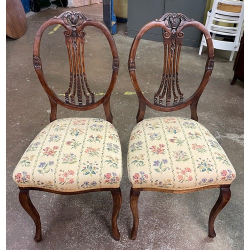 156 - PAIR OF EDWARDIAN OVAL BACKED UPHOLSTERED DINING CHAIRS