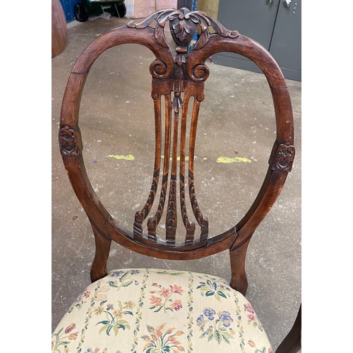 156 - PAIR OF EDWARDIAN OVAL BACKED UPHOLSTERED DINING CHAIRS