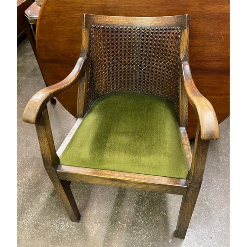 78 - OAK BERGERE CANED BACKED DESK ARMCHAIR