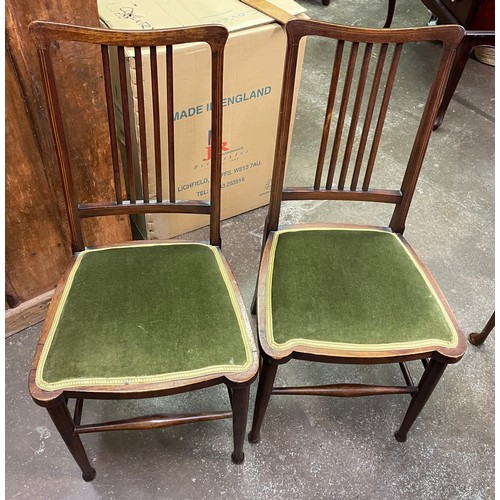 181 - PAIR OF EDWARDIAN UPHOLSTERED SPINDLE BACK BEDROOM CHAIRS