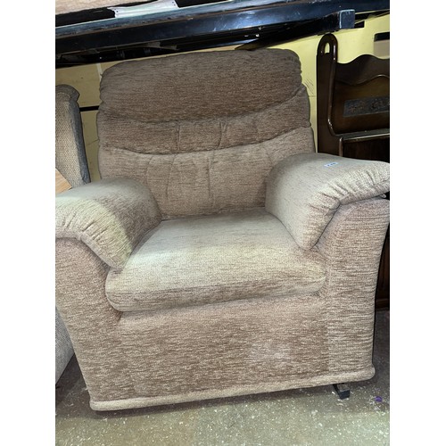 130 - LIGHT BROWN SINGLE FABRIC CHAIR