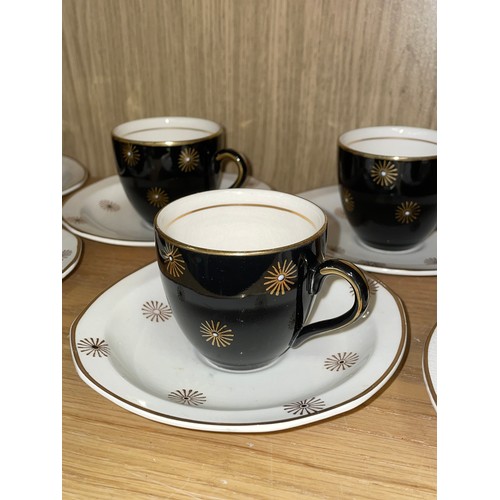 267 - ALFRED MEAKIN BLACK AND GILT COFFEE SERVICE