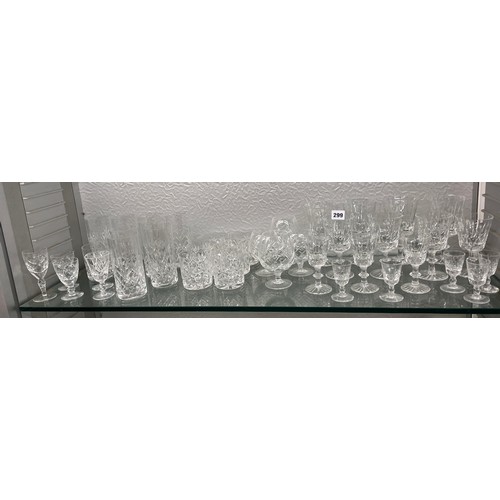 299 - SHELF OF MAINLY ROYAL BRIERLEY CUT GLASSWARE INCLUDING TUMBLER, WINES, HIGHBALLS