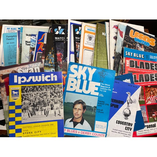 397 - BOX OF VINTAGE FOOTBALL MATCH PROGRAMMES INCLUDING THE SKY BLUES