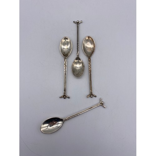 425 - FOUR BIRMINGHAM SILVER GOLF CLUB TEA SPOONS 1.4 OZ APPROX