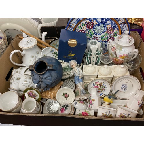 411 - CARTON CONTAINING ROYAL GRAFTON BONE CHINA TEASET, TRINKET BOXES AND PIN DISHES