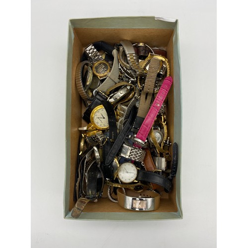 446 - BOX OF VARIOUS LADIES AND GENT WRIST WATCHES AND PARTS