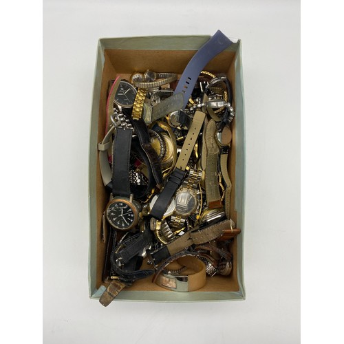 446 - BOX OF VARIOUS LADIES AND GENT WRIST WATCHES AND PARTS