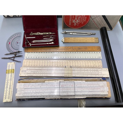 461 - SELECTION OF TECHNICAL DRAWING APPARATUS, COMPASS, RULERS, DIVIDERS, SLIDE RULE, ETC