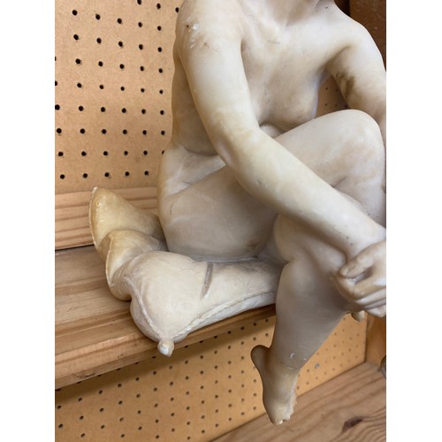 481 - ALABASTER ART DECO FIGURE OF A SEATED FEMALE AS FOUND