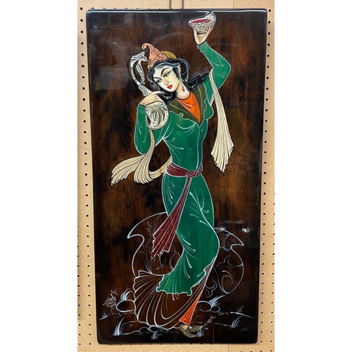 542 - 20TH CENTURY PERSIAN DANCING FIGURE ON PANEL