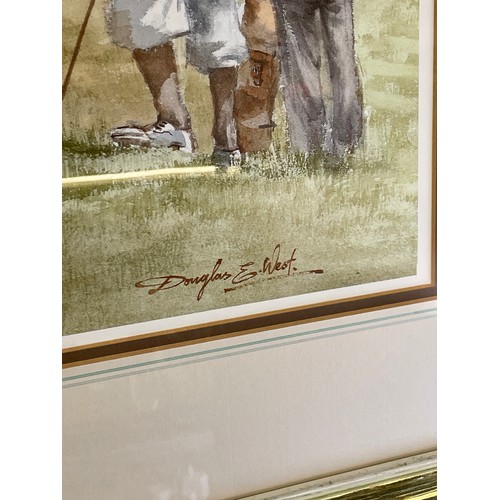 547 - DOUGLAS E WEST LITHOGRAPHIC PRINT GOLFING SCENE ENTITLED THE LONG CHIP