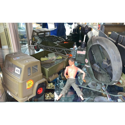 470 - ACTION MAN ARMY HELICOPTER, TRUCK AND ACCESSORIES