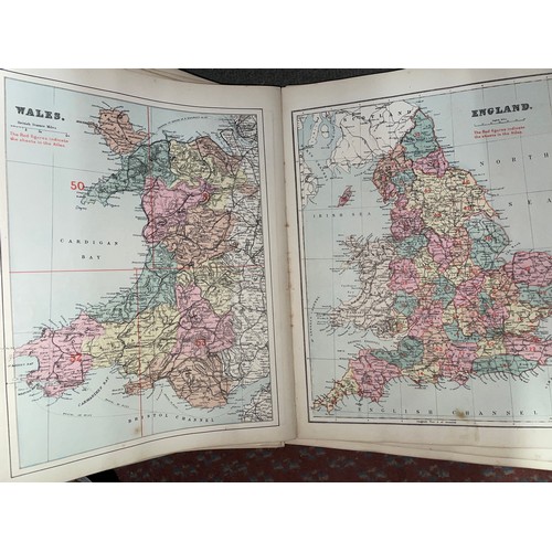 496 - NEW LARGE SCALE ORDANANCE MAP OF BRITISH ISLES LONDON PUBLISHED BY GEORGE W BACON WITH MAPS AND ILLU... 