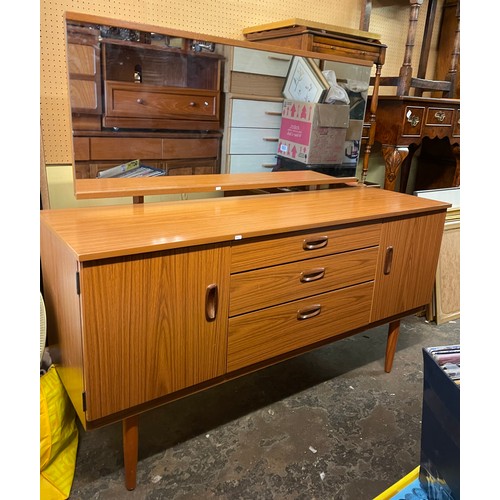 26 - SCHREIBER TEAK EFFECT LONG DRESSING TABLE