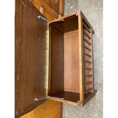 155 - FRENCH PROVINCIAL OAK SPINDLE STORAGE CUPBOARD