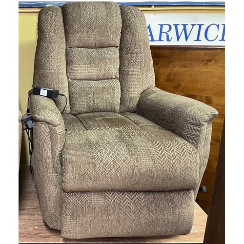 125 - CARE CO OLIVE PATTERNED ELECTRIC RISER ARMCHAIR