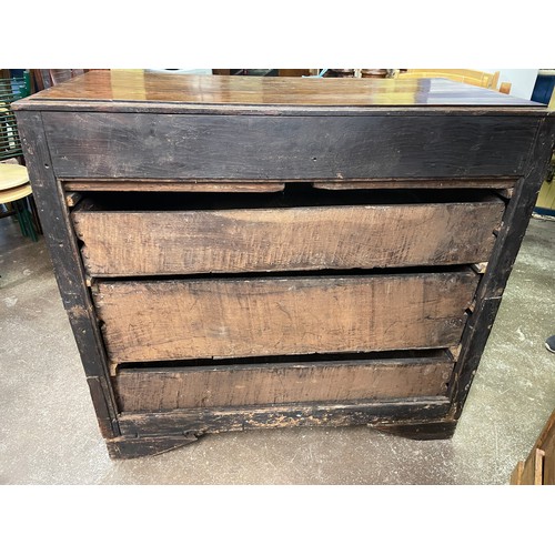 160 - 17TH CENTURY OAK GEOMETRIC FRONTED TWO OVER THREE DRAWER CHEST WITH ALTERATIONS