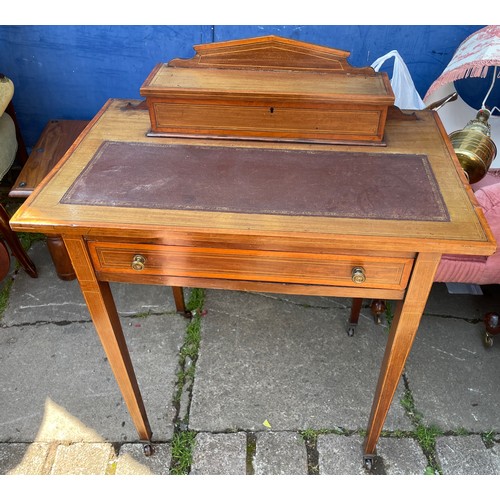 141 - GOOD QUALITY EDWARDIAN MAHOGANY BOX LINE INLAID AND CROSS BANDED CHEVERET