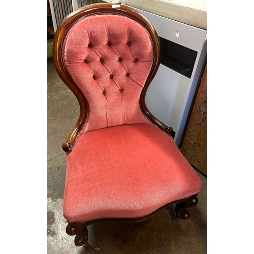 149 - VICTORIAN SPOON BACK UPHOLSTERED NURSING CHAIR