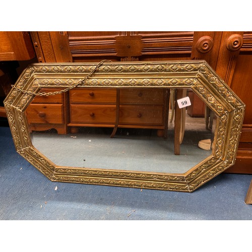 59 - BRASS EMBOSSED CANTED EDGED DOUBLE FRAMED MIRROR