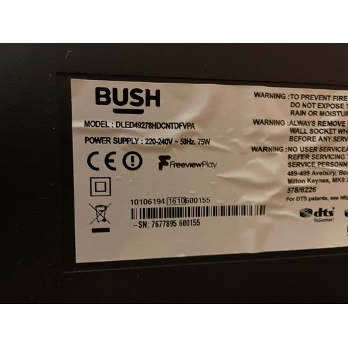 168 - BUSH TV MODEL : DLED49278HDONTDFVPA