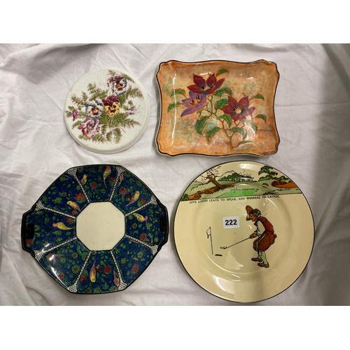 222 - ROYAL DOULTON D4031 SANDWICH PLATE, MAGNELLA DISH, AND A J3395 GOLFING PLATE