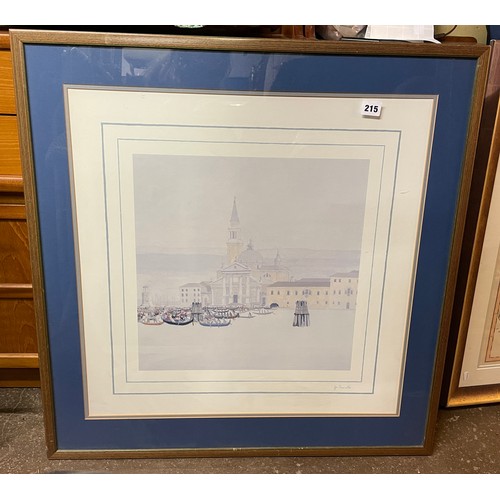 571 - LITHOGRAPHIC PRINT OF VENICE AFTER PIZZANELLO FRAMED AND GLAZED 40CM X 40CM APPROX