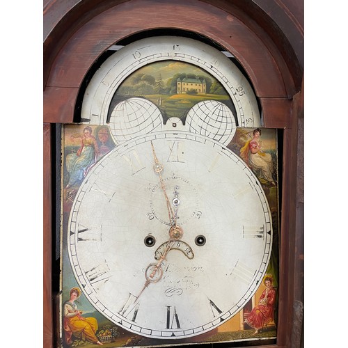 160C - 19TH CENTURY LONG CASE CLOCK WITH A PAINTED ENAMEL DIAL WITH MOON ROLLER PHASE, SIGNED J WILLIAMSON ... 