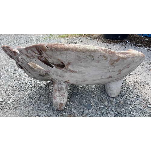 93 - DRIFT WOOD GARDEN TABLE WITH THREE CHAIRS AND A SMALL BENCH