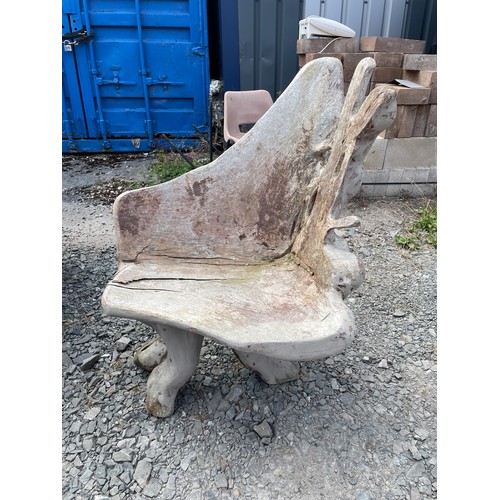 93 - DRIFT WOOD GARDEN TABLE WITH THREE CHAIRS AND A SMALL BENCH
