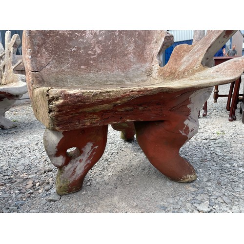 93 - DRIFT WOOD GARDEN TABLE WITH THREE CHAIRS AND A SMALL BENCH