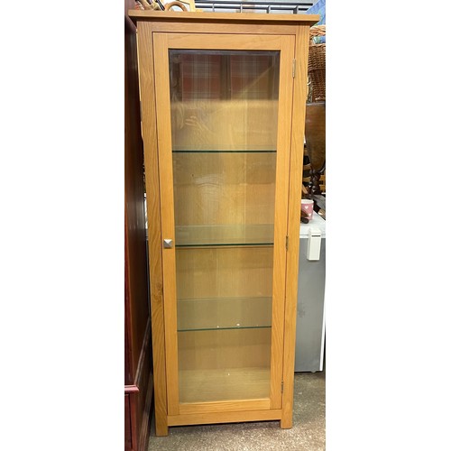 84 - OAK TOWER GLASS DISPLAY CABINET