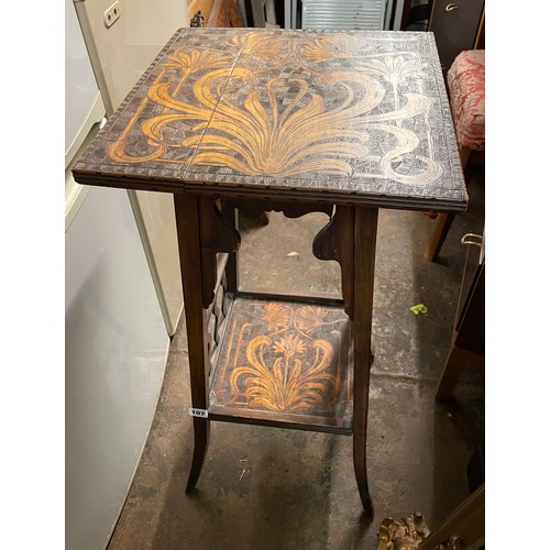 107 - CARVED ART NOUVEAU STYLE SIDE TABLE WITH UNDER TIER