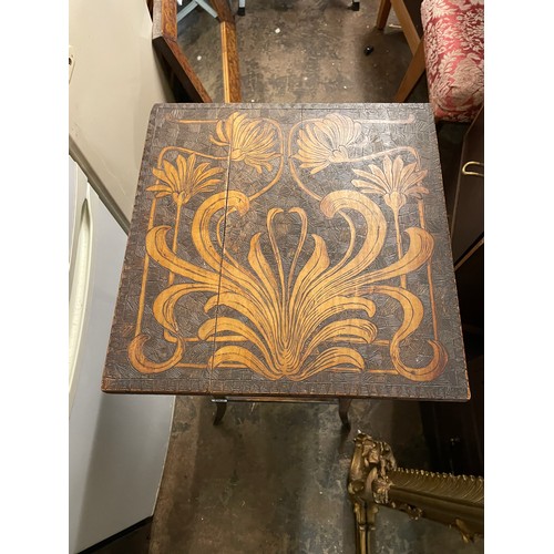 107 - CARVED ART NOUVEAU STYLE SIDE TABLE WITH UNDER TIER