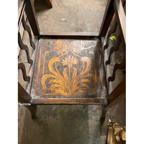 107 - CARVED ART NOUVEAU STYLE SIDE TABLE WITH UNDER TIER