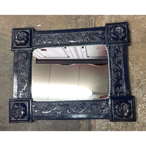 83 - BLUE PAINTED METAL FRAMED MIRROR