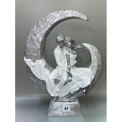 57 - COMTEMPORARY FIGURE OF LOVERS SITTING ON THE MOON