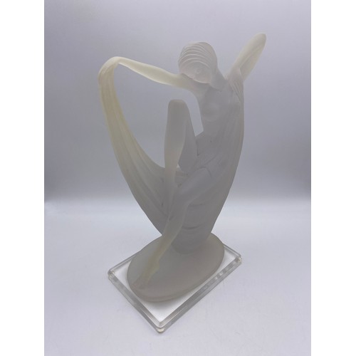 59 - FROSTED ACRYLIC ART DECO FIGURE WITH SIGNATURE TO BASE