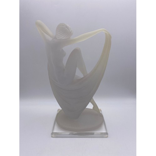 59 - FROSTED ACRYLIC ART DECO FIGURE WITH SIGNATURE TO BASE