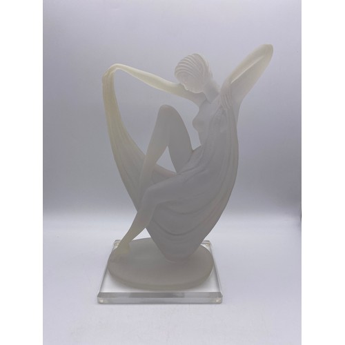 59 - FROSTED ACRYLIC ART DECO FIGURE WITH SIGNATURE TO BASE