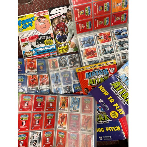 THREE BINDERS INCLUDING TOPPS AND MATCH ATTAX FOOTBALL TRADING CARDS