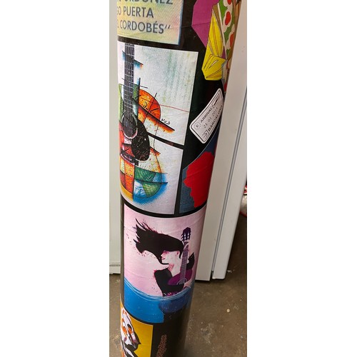 17 - CYLINDRICAL COLUMN WITH APPLIED SPANISH DECOU PAGE POSTERS