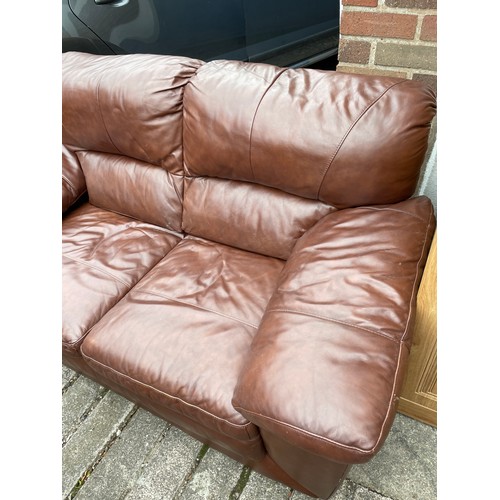 165 - DV TAN LEATHER TWO SEATER SOFA