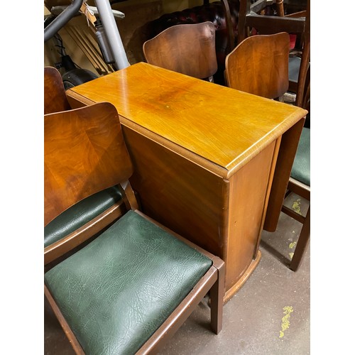 154 - WALNUT DROP FLAP DINING TABLE AND FOUR CHAIRS